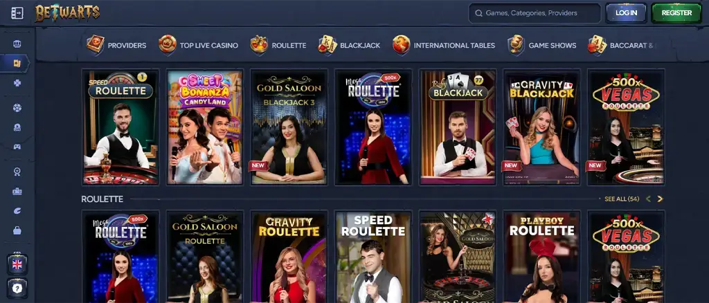 Jeux en direct de BetWarts Casino